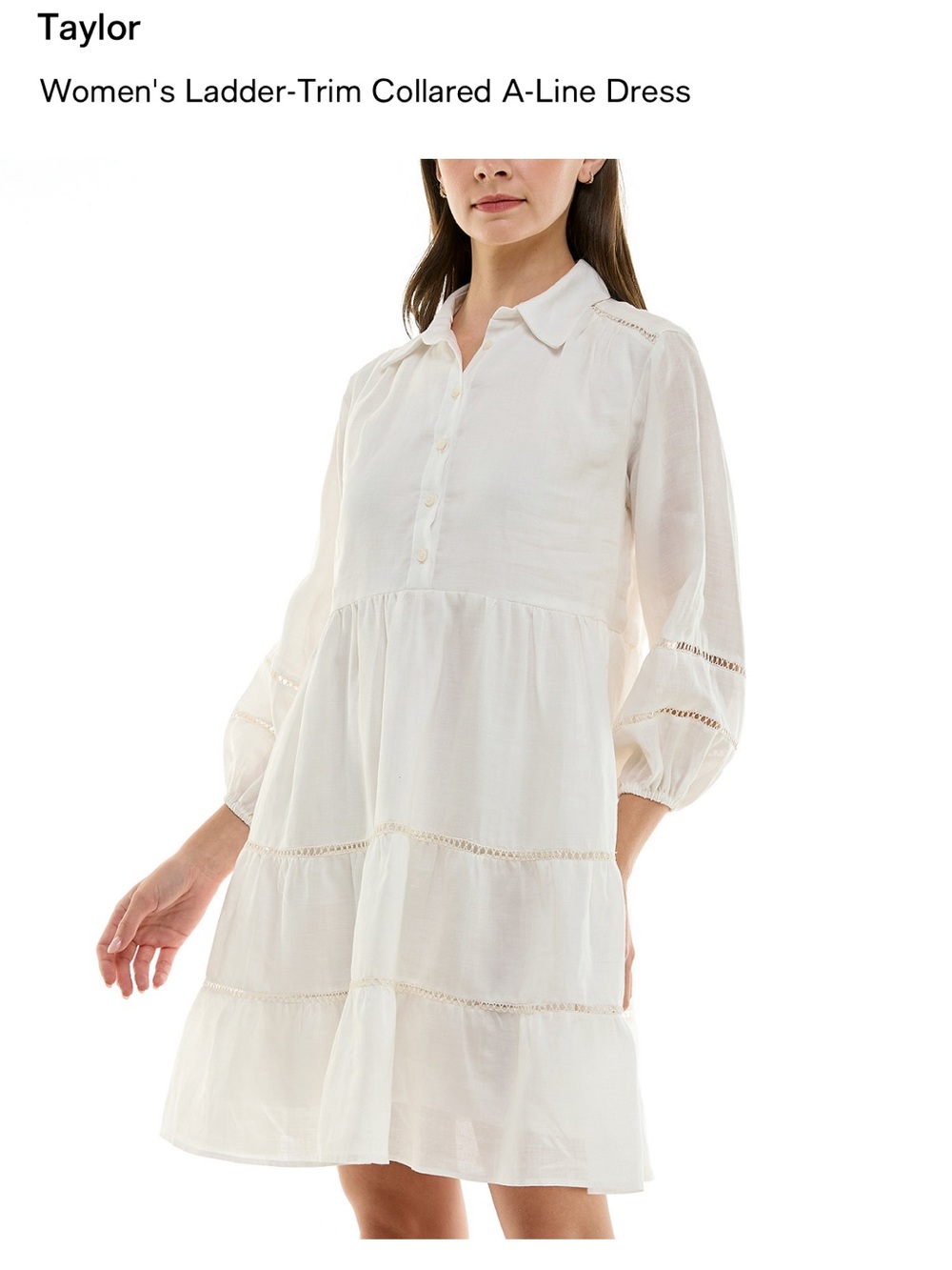 TAYLOR Ivory Tiered Linen Blend Midi Dress – Size 10 – NWT - Picture 10 of 15